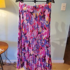 Long Floral Pleated Skirt. Spring, Summer, Wedding, Casual Sz 12 14 16